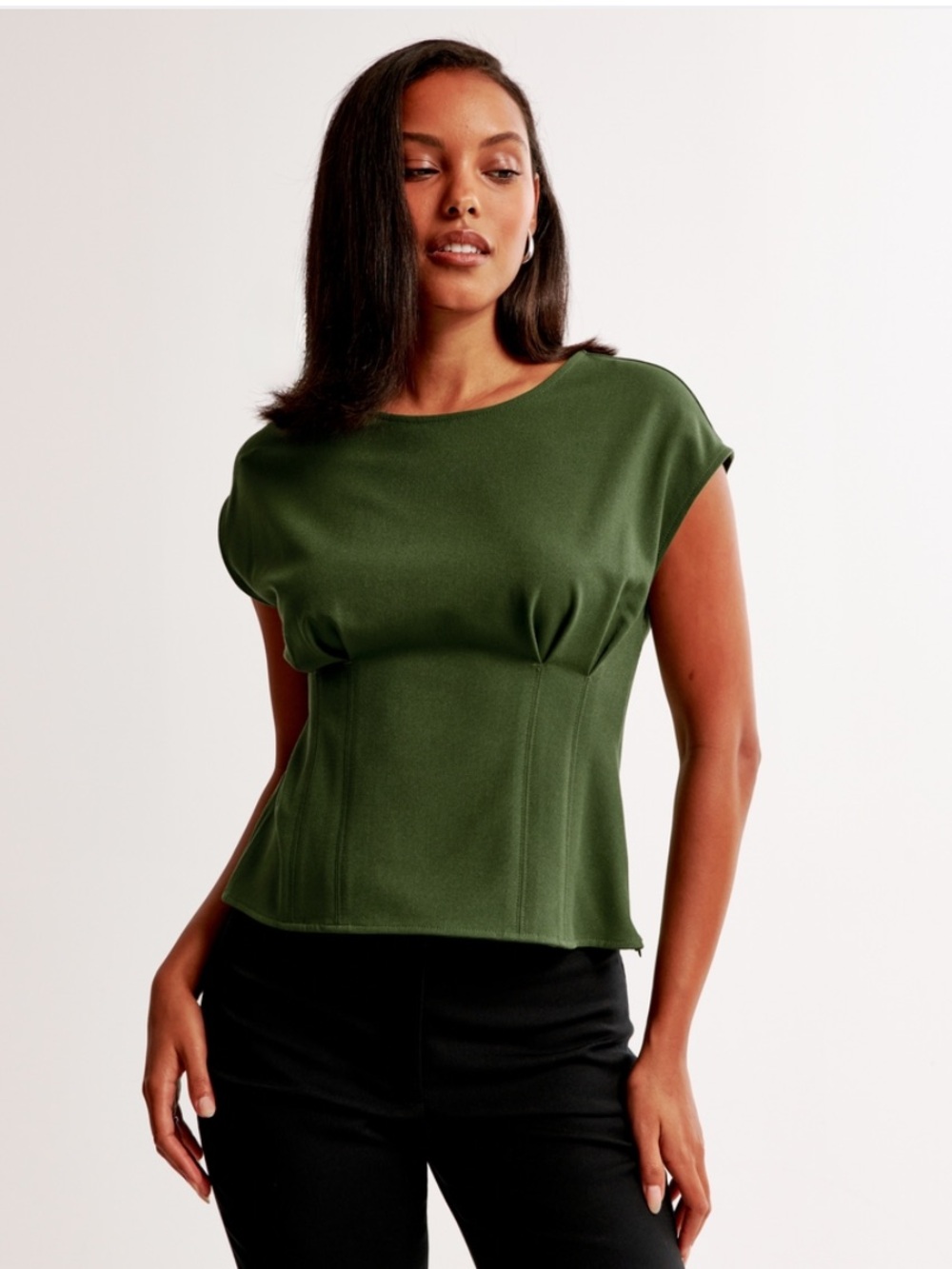 Abercrombie & Fitch Olive Green Structured Dolman Tee